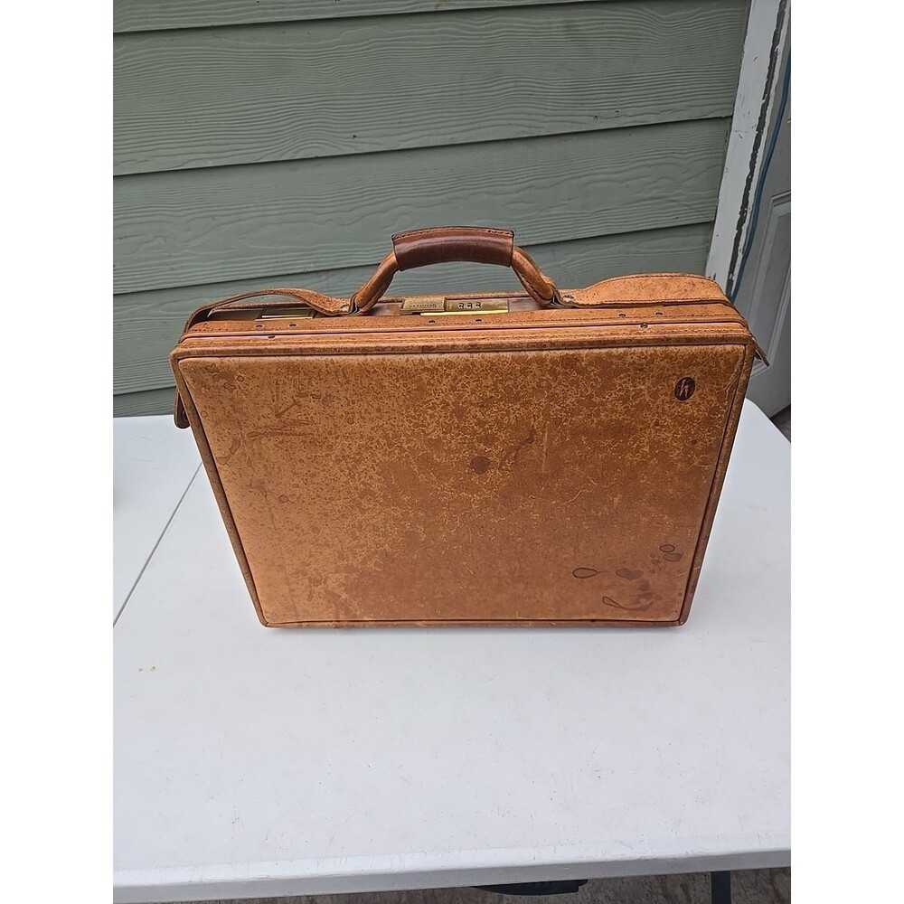 Vintage Hartmann briefcase leather attache tan brown classic business